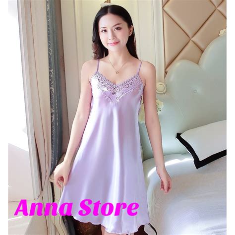 READY STOCK Anna Lingerie Satin Chemise Sexy Lingerie Sexy Nightwear Shopee Malaysia