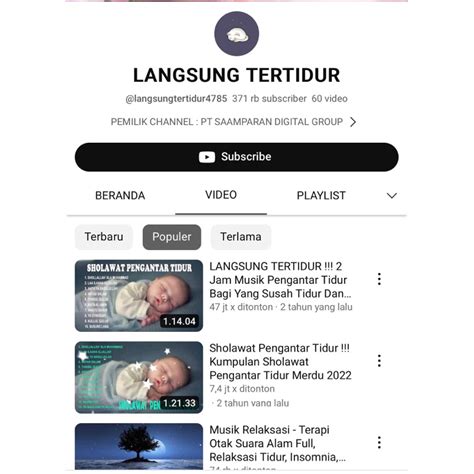 Jual AKUN YOUTUBE 371 RIBU SUBS KONTEN MUSIK Shopee Indonesia