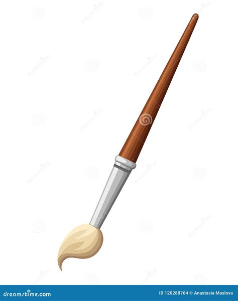 Flat Design Paintbrush Wooden Handle Stock Illustration Illustration