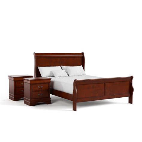 Furniture Of America Burkhart 3 Piece Cherry Wood Queen Bedroom Set