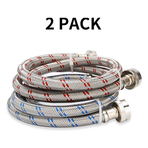 Watflow Universal Stainless Steel Washing Machine Hoses 4ft Burst