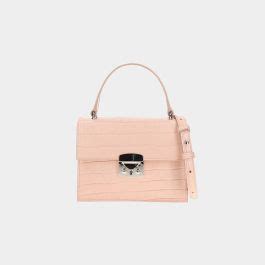 Mini kabelka Kroko nude strieborná