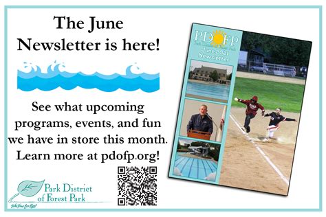 June Newsletter Is Here Park District Of Forest Park