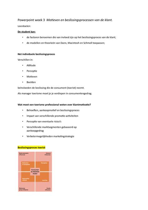 Samenvatting Powerpoints Periode 1 Toerisme Powerpoint Week 3