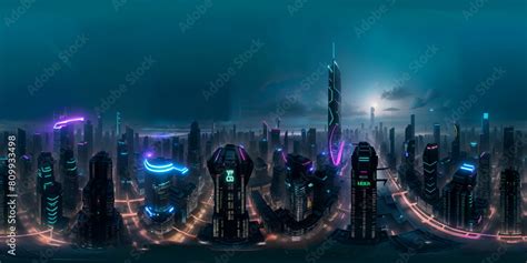 Cyberpunk Futuristic City Generative Ai Retken Yapay Zeka Stock