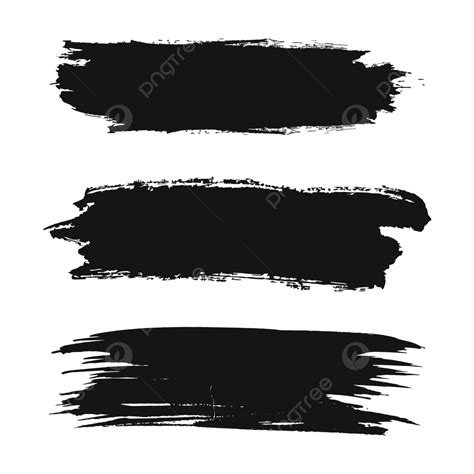 Black Brush Stroke Set Brush Set Brush Stroke Png And Vector With