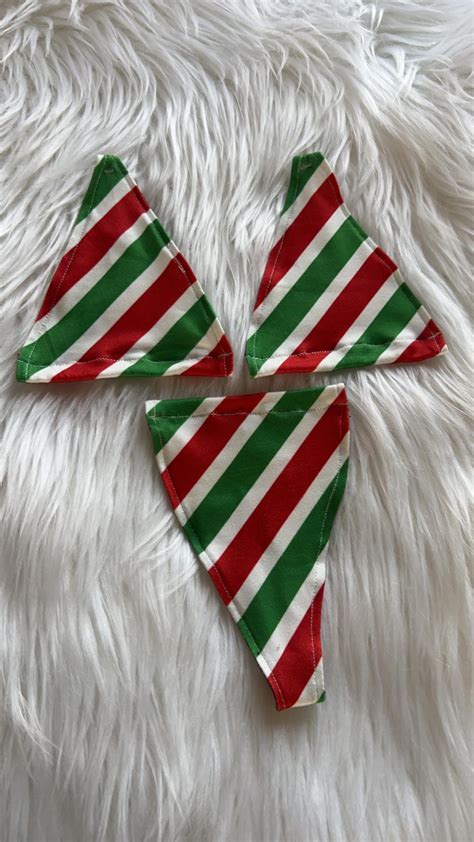 Holiday Stripes Microkini Bikini Set Festive Red Green And White Dancewear Etsy