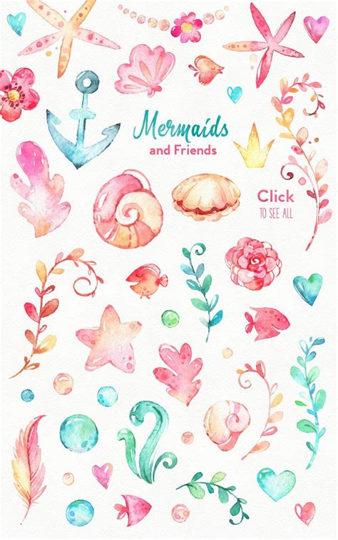 Mermaids And Friends Underwater World Mermaid Clip Art Mermaid Art