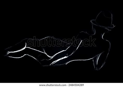 Sketch Naked Woman Drawing White Outline Stock Illustration Shutterstock