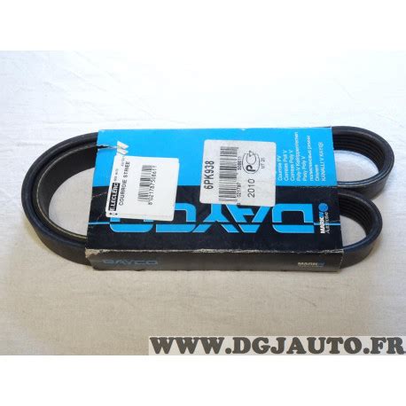 Courroie Accessoire Dayco 6PK938 Pour Fiat Punto 1 Ford Fiesta 3 III