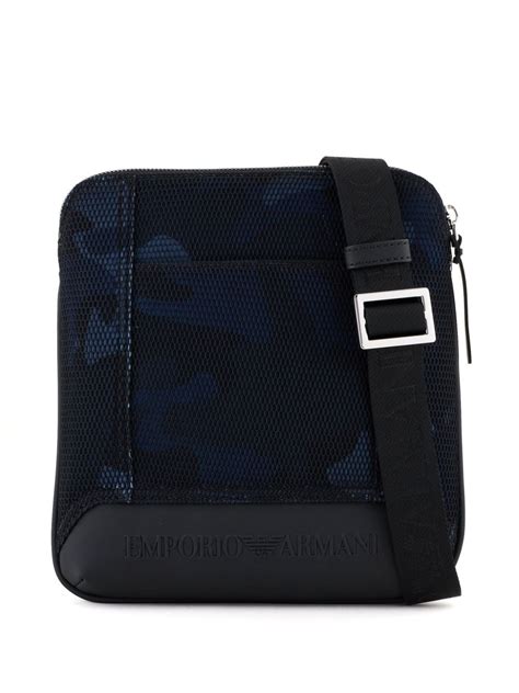 Emporio Armani Camouflage Pattern Messenger Bag Blue FARFETCH UK