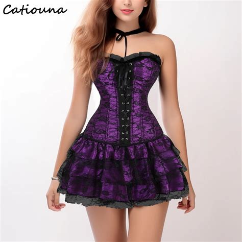 Burlesque Lace Floral Bustier Vestido Das Mulheres Espartilho Sexy