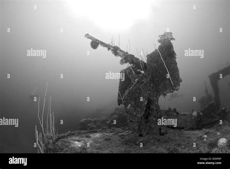 Anti Aircraft Machine Gun At Destroyer Uss Lamson Marshall Islands Bikini Atoll Micronesia