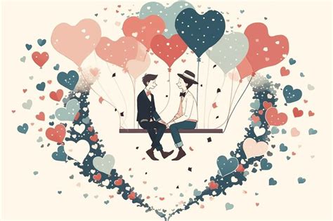 Premium Photo Gay Anime Couple Inside Abstract Heart Illustration Valentine Romantic Background