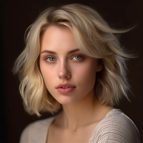 Premium AI Image A Woman With Blonde Hair And A White Shirt Is Posing For A Photo