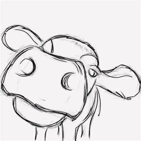 A Drawing Of A Cow S Head With Its Eyes Closed