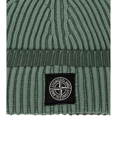 Stone Island Logo Patch Beanie Hat Green FARFETCH UK