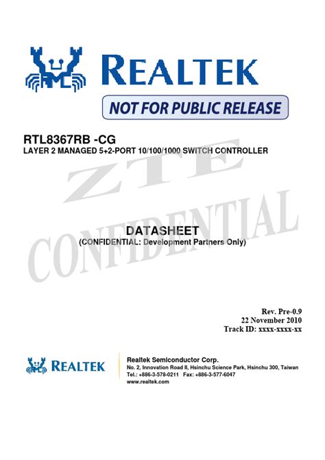 RTL8367RB CG Datasheet Controller Equivalent Realtek