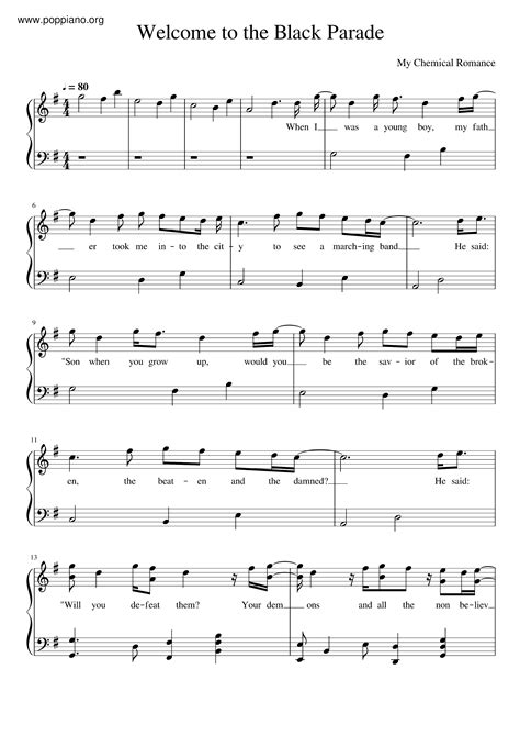 Welcome To The Black Parade Piano Music Sheet 3