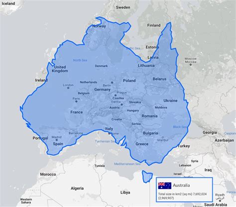 Australia’s size compared to Europe : r/MapPorn