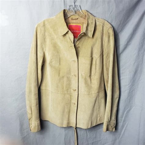 Isaac Mizrahi Jackets Coats Isaac Mizrahi Womens Nude Tan Lined Leather Button Down Jacket