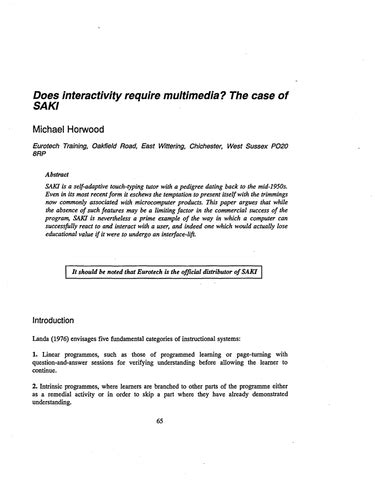 Does Interactivity Require Multimedia Saki Teaching Resources