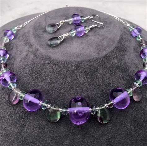 Lavender Purple Lampwork Glass And Fluorite Sto Folksy