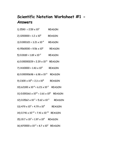 Scientific Notation Practice Worksheet With Answers Printable Word Searches