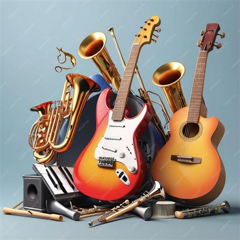 Musical instruments orchestra or a collage of music | Premium AI