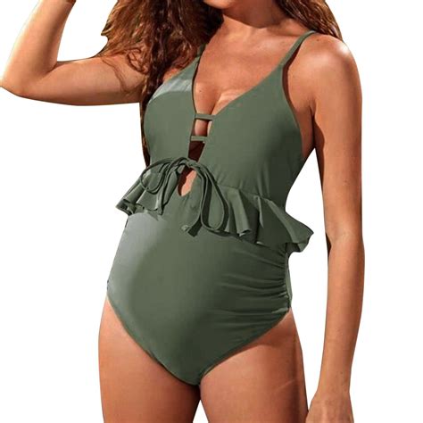Daznico Maternity Floral Swimsuits One Piece Bathing Suits V Neck Pregnancy Swimwear Bikini