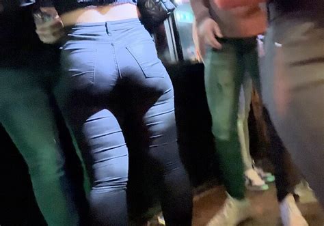 OC Blonde PAWG In Nightclub With Shiny Black Jeans Tight Jeans Forum