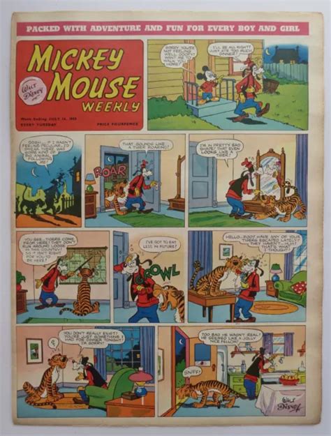 Mickey Mouse Weekly July Walt Disney Uk Comic Oldhams