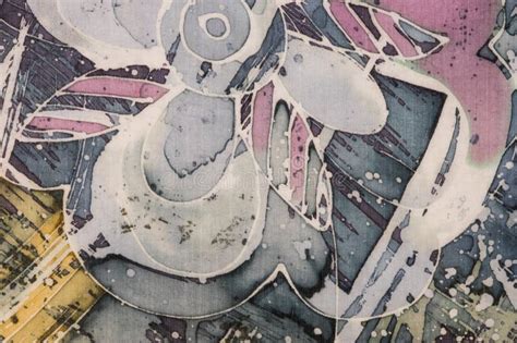 Flower Fragment Hot Batik Background Texture Handmade On Silk Stock Illustration