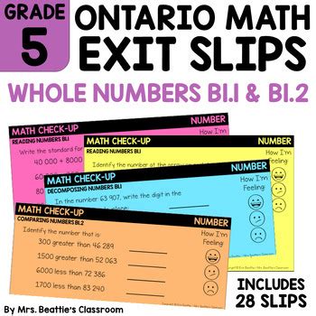 Grade 5 Ontario Math Exit Tickets Math Exit Slips Number Sense B1 1