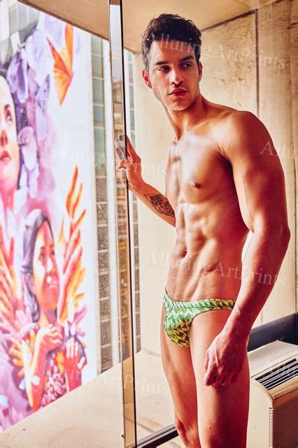 Male Model Print Beefcake Handsome Shirtless Slender Hunk Hot Man R Picclick Uk