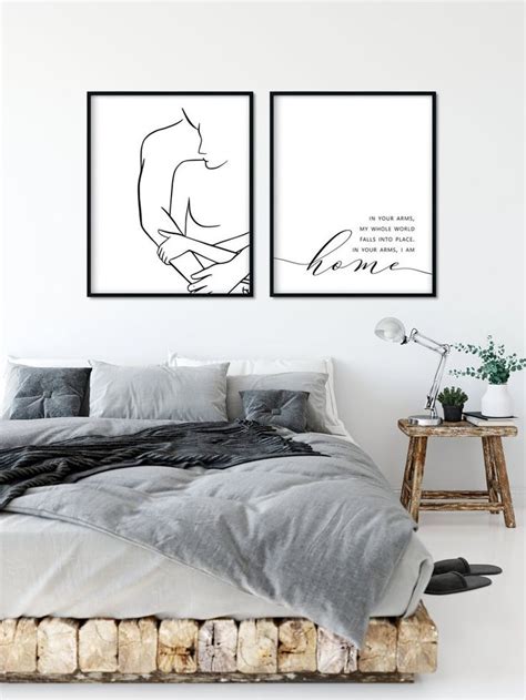 Abstract Couple Line Art Printable, Bedroom Wall Art Set of 2, Bedroom ...