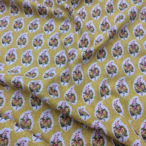 Pista Green Cotton Fabric With Floral Print Saroj Fabrics