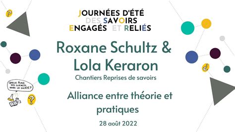 Alliance Entre Th Orie Et Pratiques Roxane Schultz Et Lola Keraron