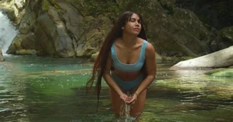 Latina Girl In Bikini Enjoys Playing In Stock Video Pond
