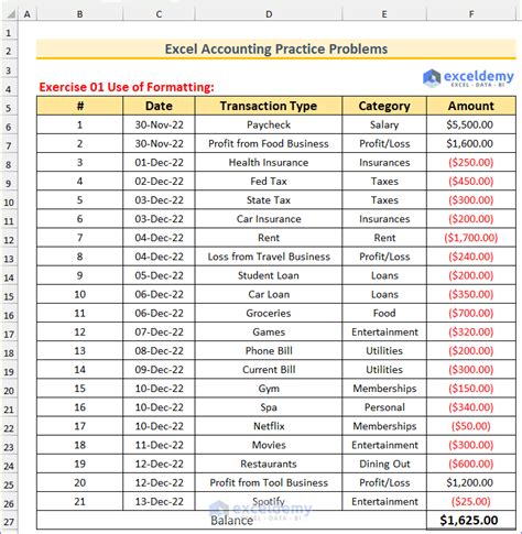 Excel Accounting Practice Problems Exercises Exceldemy