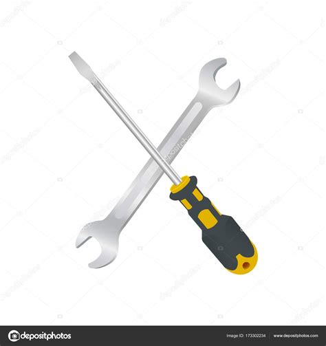 Screwdriver And Wrench Vector Illustration Stock Vector Image By