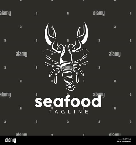 Lobster Logo Simple Minimalist Design Shrimp Seafood Food Vector