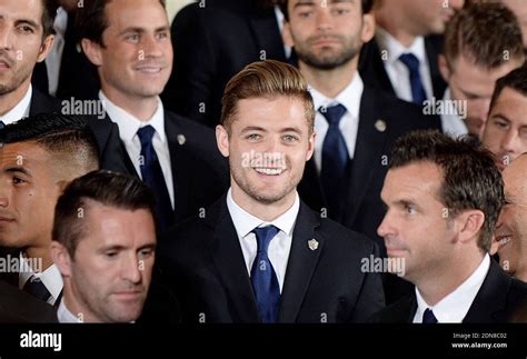 L A Galaxy Soccer Player Robbie Rogers Who Came Out As An Openly Gay Athlete Looks On In The