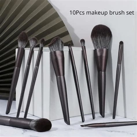10 шт., кисточка для теней для век с деревянной ручкой | AliExpress