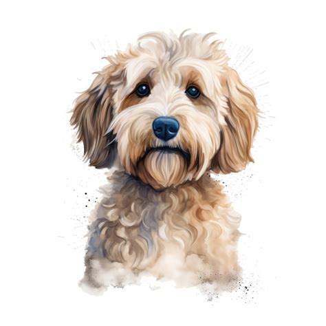 Linda Ilustra O De Ra A De Cachorro Labradoodle Em Aquarela Foto Premium