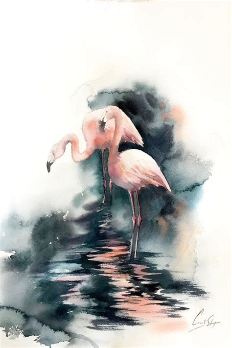 Sophie Rodionov Paintings For Sale Artfinder Watercolor Bird Flamingo Painting