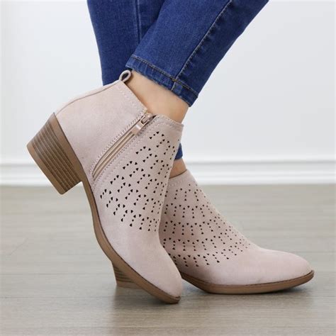 Shoes Mauve Suede Ankle Boots Laser Cut Design Poshmark