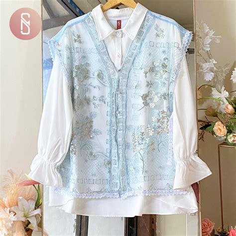 jual jasmine set atasan jumbo brukat tille motif kasual kondangan