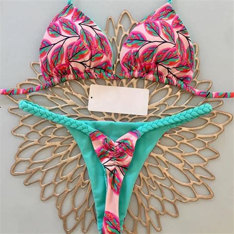 Women Bikini Leaves Print Swimsuit Bathing Suit Biquini Women Bikini Set Brazilian Swimwear