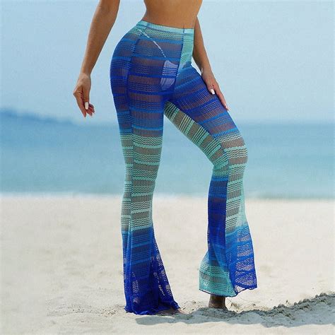 Generic New Pure Color All Matching Mesh Trousers Swimsuit Women Bikini Vacation Beach